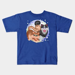 Adorable Cats with Bubbles and Butterflies Kids T-Shirt